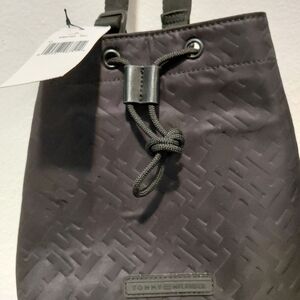 Tommy Hilfiger Black Textured Drawstring Backpack